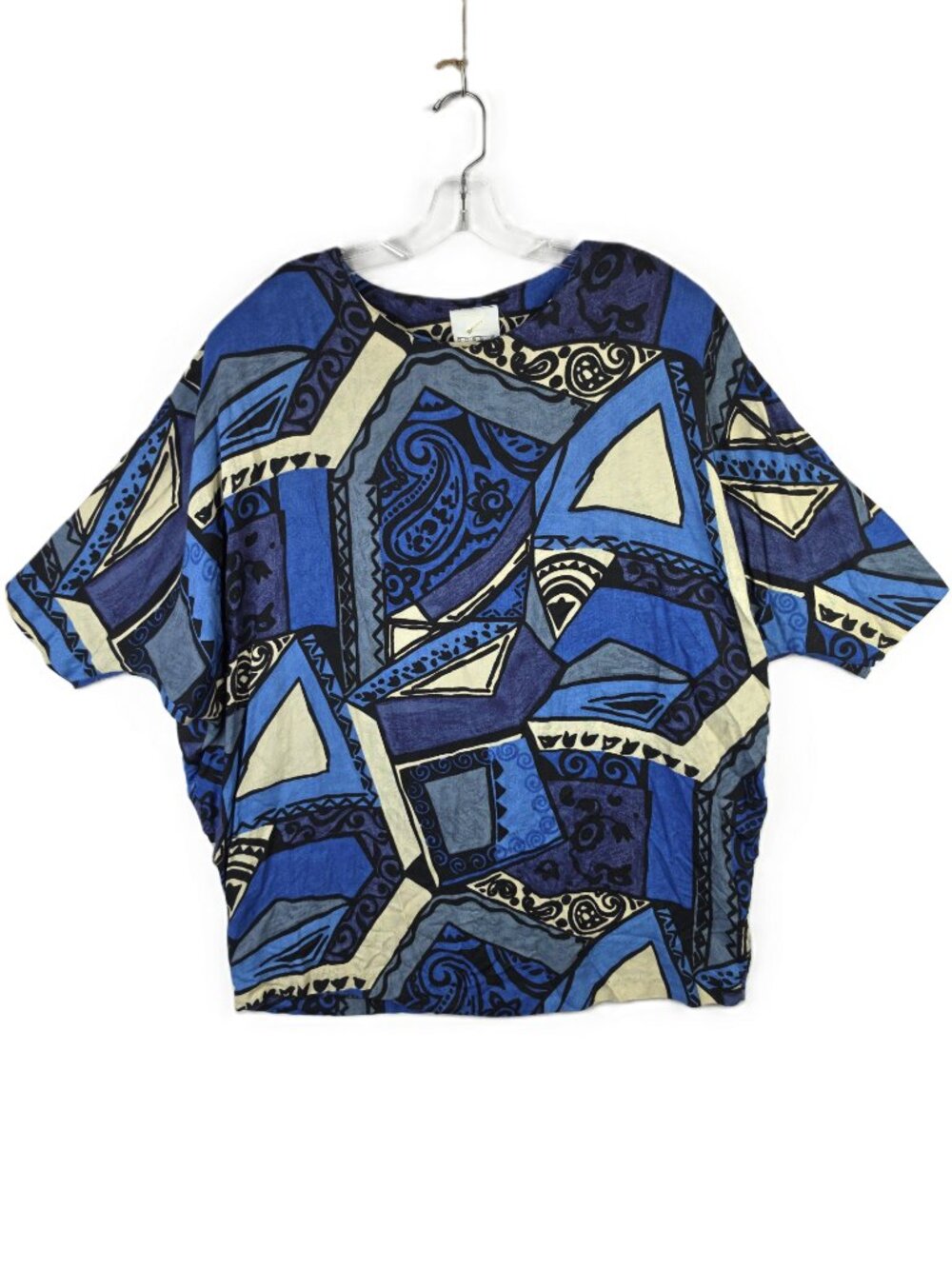 Vintage Gossip Tunic Top Blouse Abstract Print Paisley Art-to-Wear Lagenlook 2X